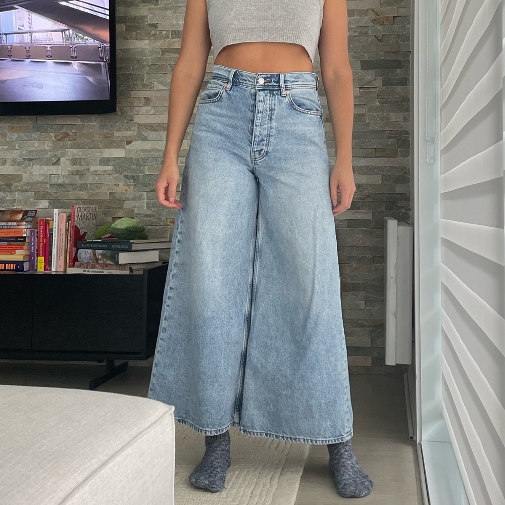 Free People Light Blue Wide Leg Jeans